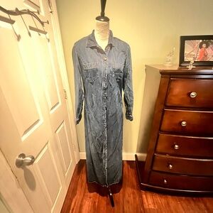Long Denim Button-Up Dress